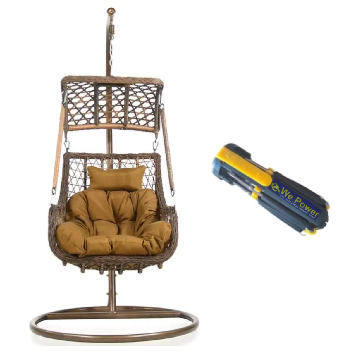 SMTE - Swing Chair Ricardo Drop Hanging Chair And Cushion & Free Screwdriver Set