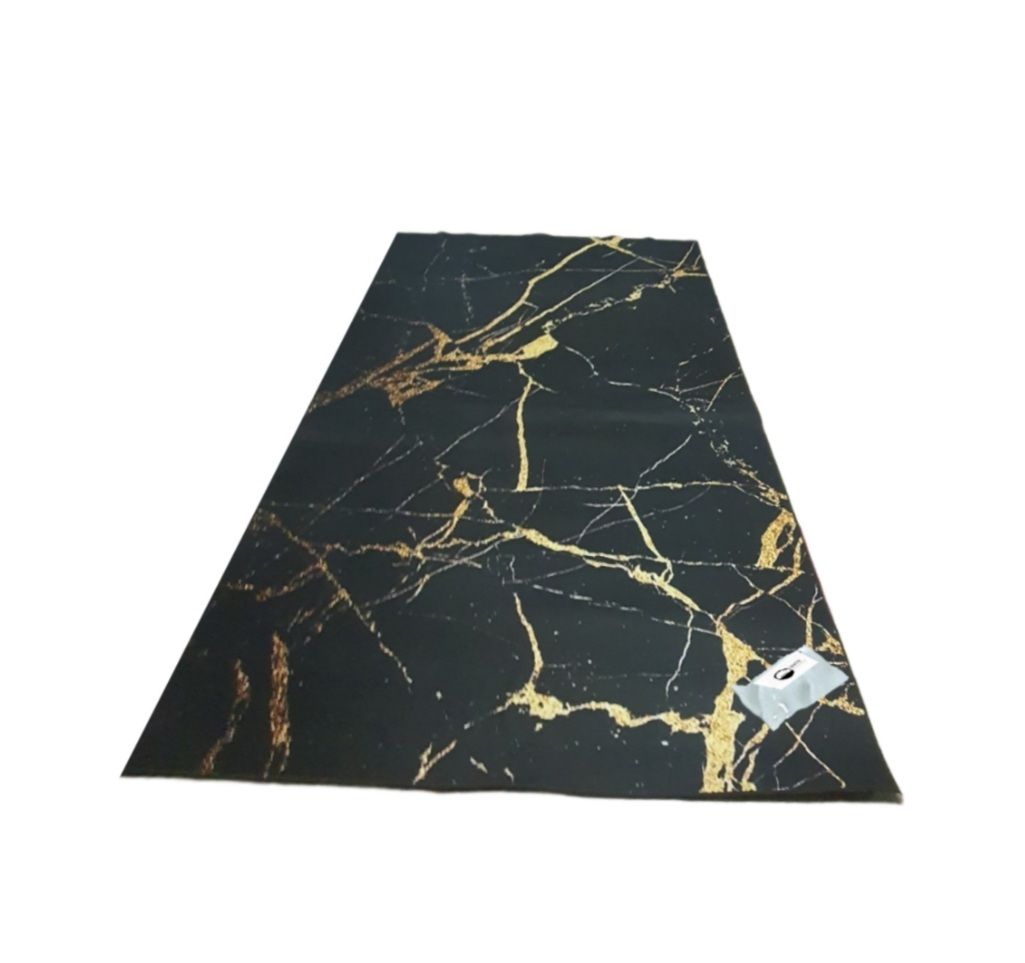 SMTE - Large Premium 3D Carpet/Rug - Black Gold Marble &  Tieback