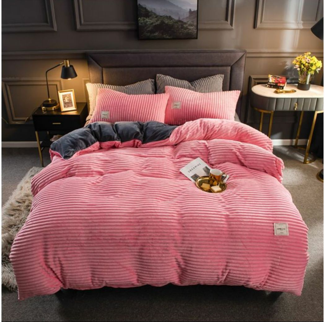 SMTE - Dream World Striped Duvet Cover Set - Pink