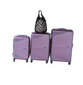 SMTE - Pink Iridescent 3Piece ABS Luggage Set + Black Mesh Tote Bag