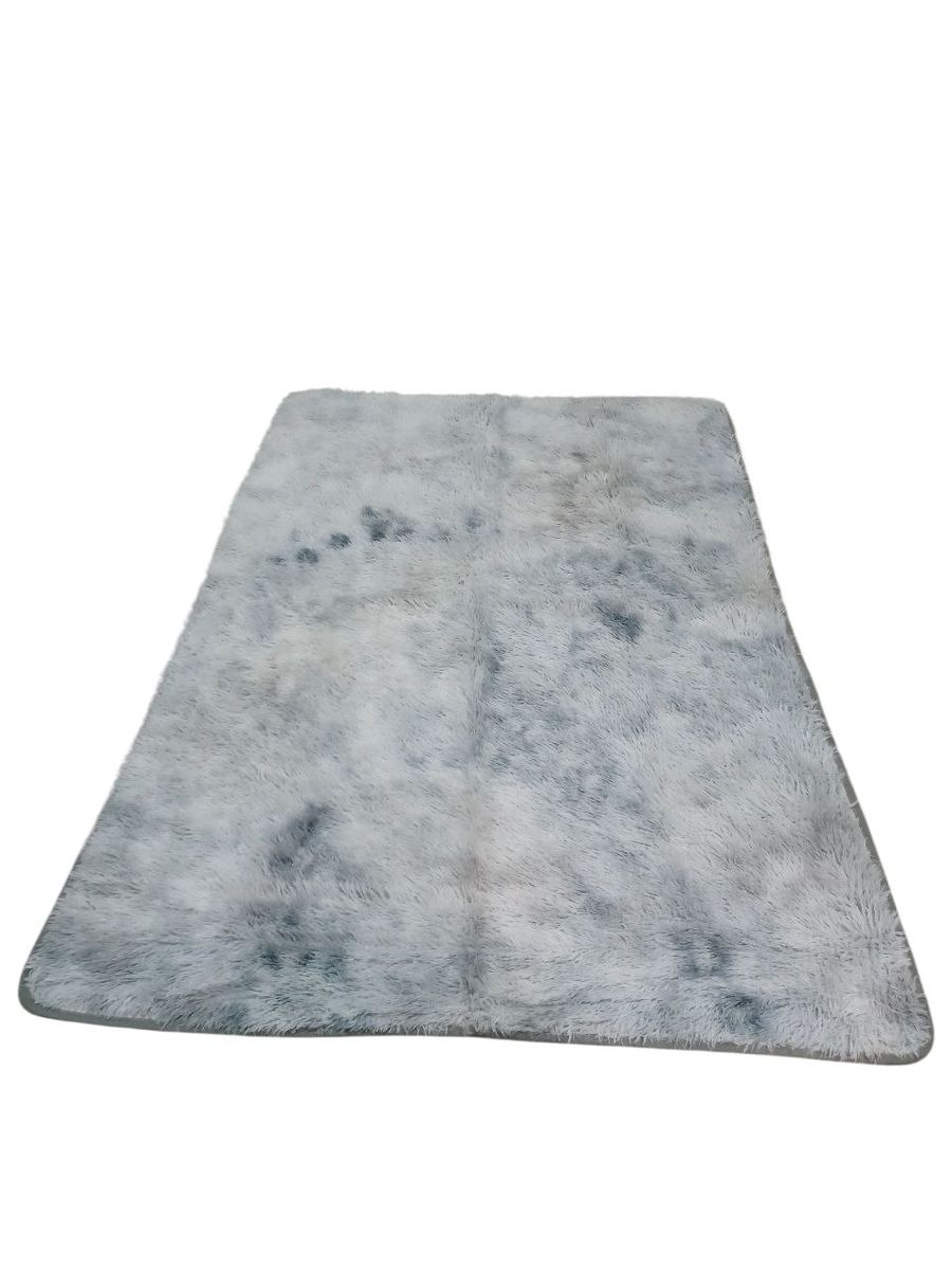 SMTE - Fluffy Shaggy Foldable CarpetSoft Area Rug (9 Colours Available)Silver