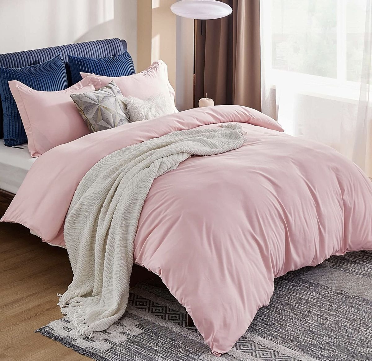 SMTE - High Quality Fabric Ace Duvet Covet Set - Pink - Queen