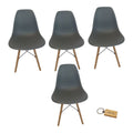 SMTE - Plastic Chair With Wooden Leg Set of 4+  KeychainGrey