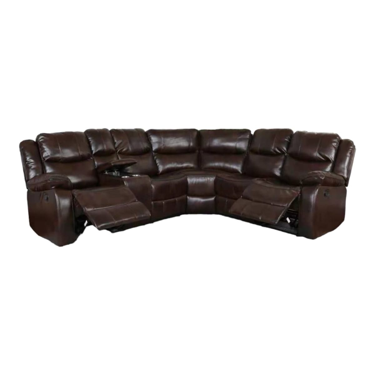 SMTE - L Shape leather Recliner SetBrown