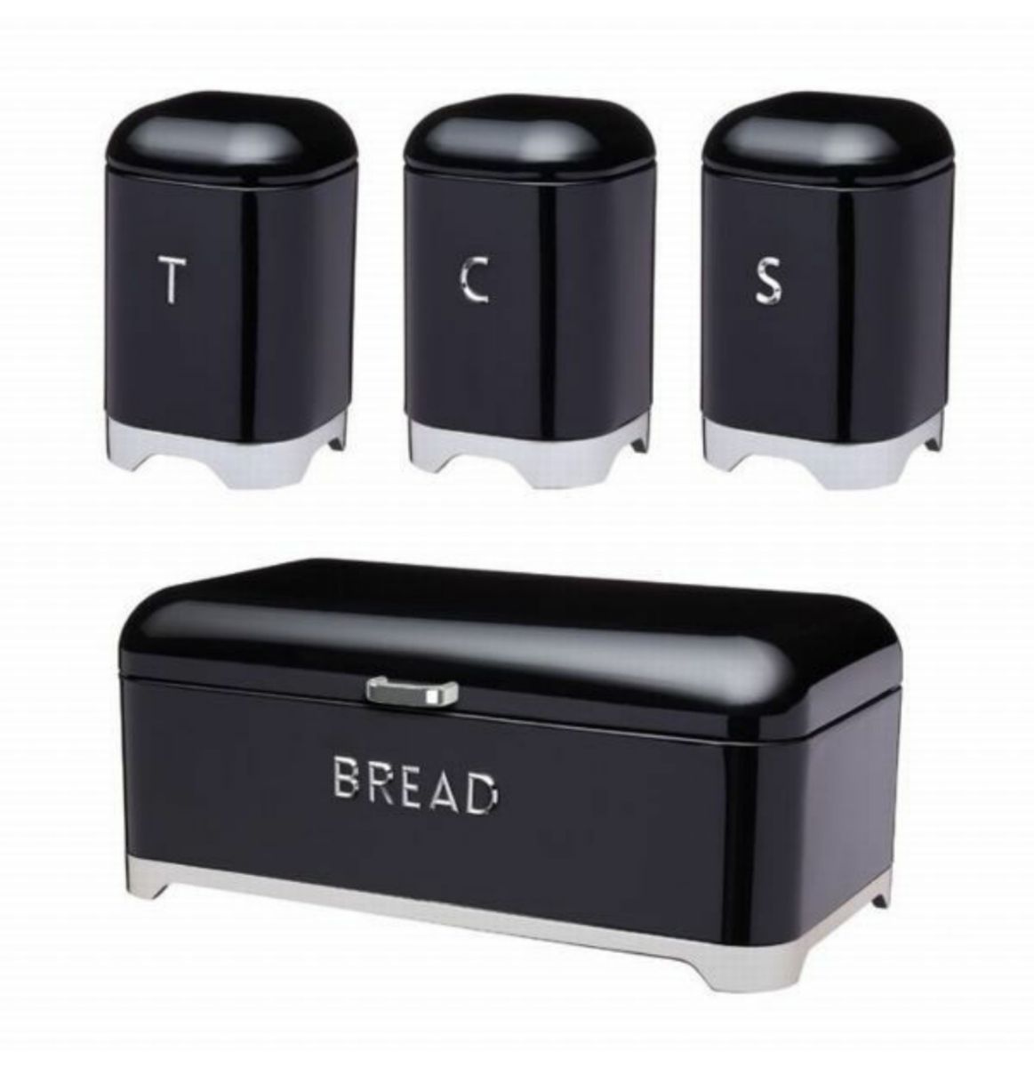 SMTE - Bread Bin And Canister Set - Black
