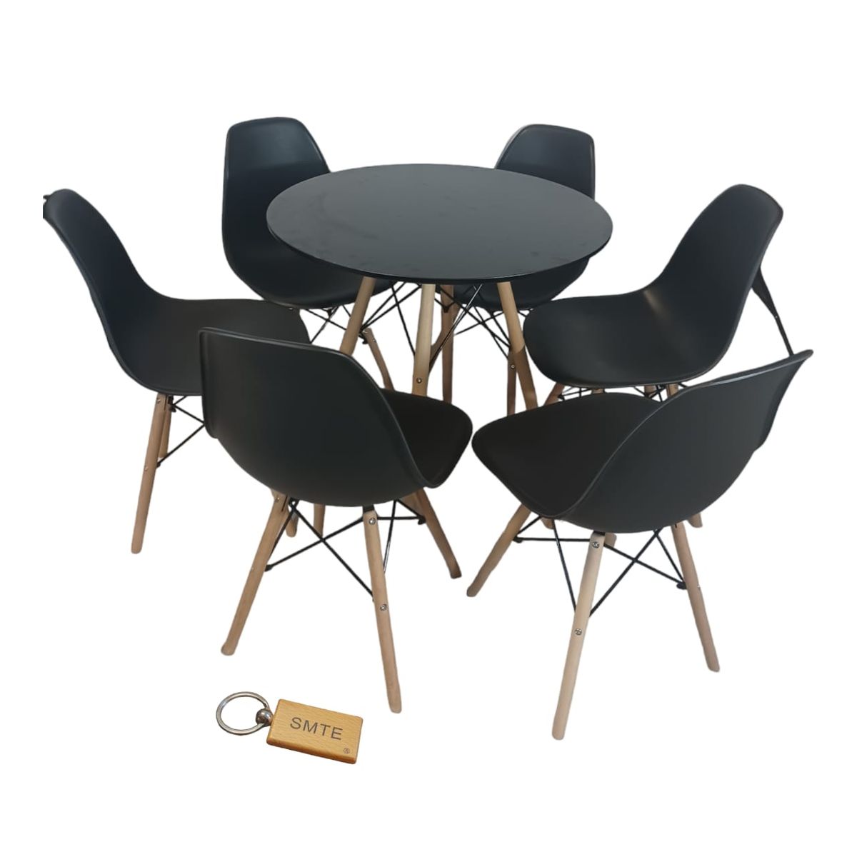 SMTE - Black Chair with Black table with KeychainSet with 6Chair