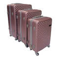 SMTE - Acesa - Quality 3 Piece Hard Outer Shell Z-Type Travel Luggage Suitcase Set - Rose Gold