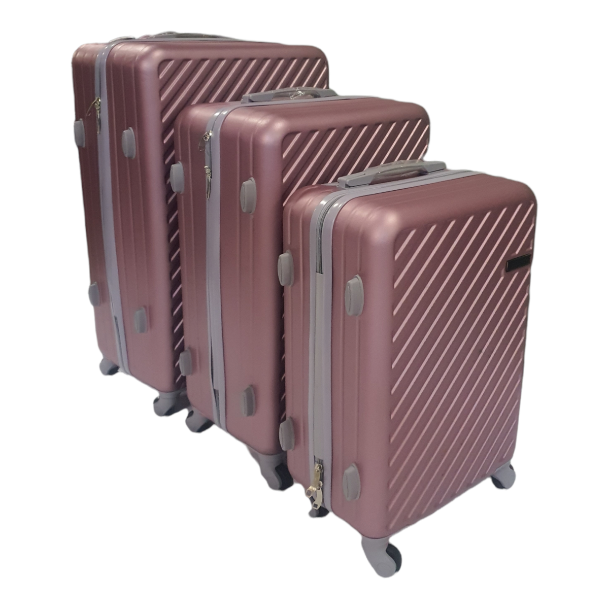 SMTE - Acesa - Quality 3 Piece Hard Outer Shell Z-Type Travel Luggage Suitcase Set - Rose Gold