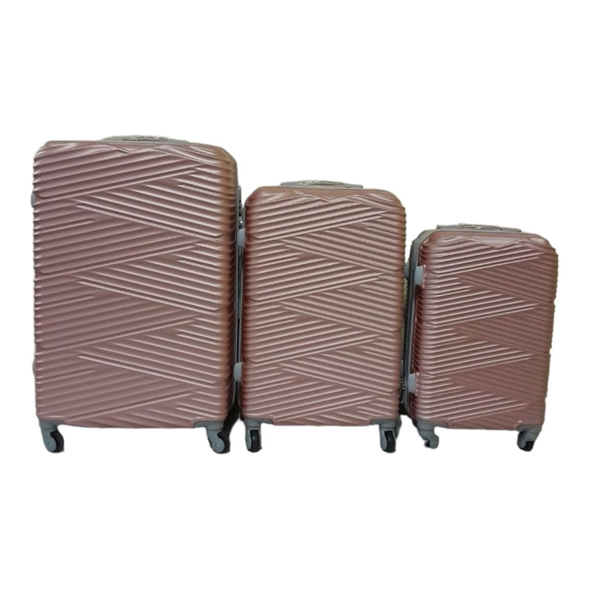 SMTE - Quad Wheel Quality Travel Ware - 3 Piece Luggage Set - S-7-W - Rose Gold