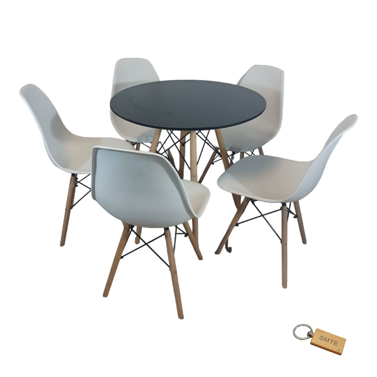 SMTE - White Chair with Black table with  KeychainSet With 5