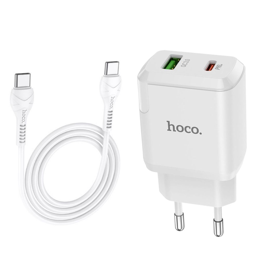 SMTE - Hoco  N5  Super Fast Charging Set - PD 20W + QC3.0 Dual Port - White