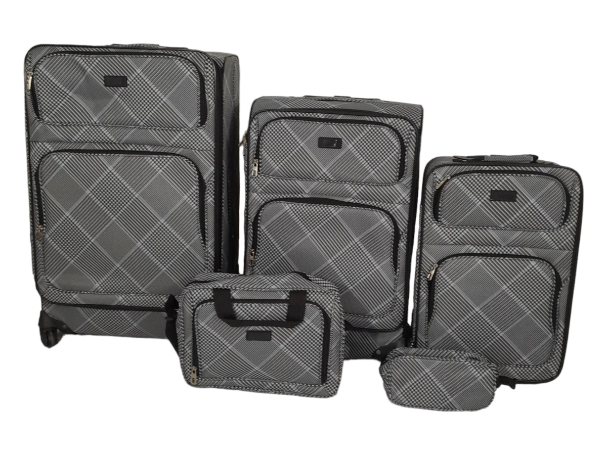 SMTE - Fabric 5 piece luggage set - Grey