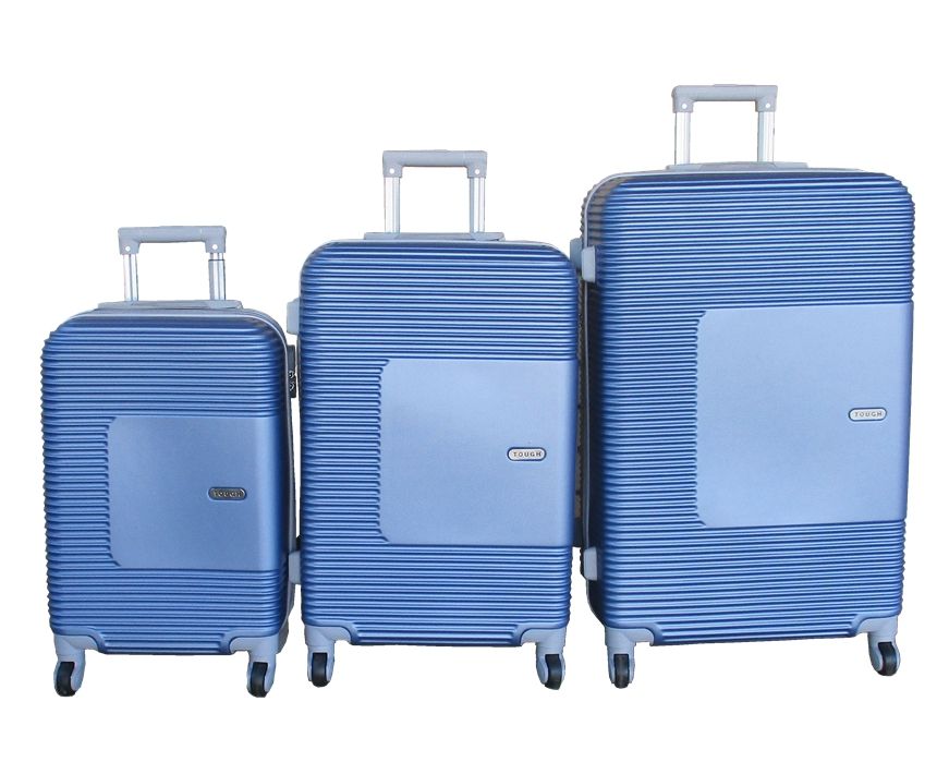 SMTE - TOUGH ABS Blue Trolley Case Set3 Sleek Suitcases, 4 Spinner Wheels