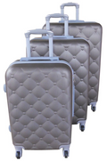 SMTE - 3Piece ABS Hard Shell Luggage SetQuilted/Striped Design and Brown