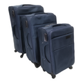 SMTE - Quality Trolley 3 Piece Fabric Travel Luggage Spinner Suitcase Set - Red