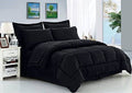 SMTE - 5-piece Plain Comforter Set Black Queen