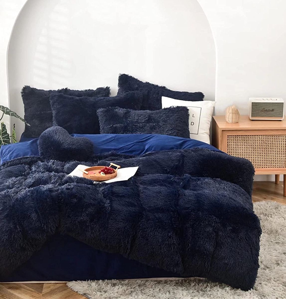 SMTE - 3 Piece Fluffy comforter - Blue
