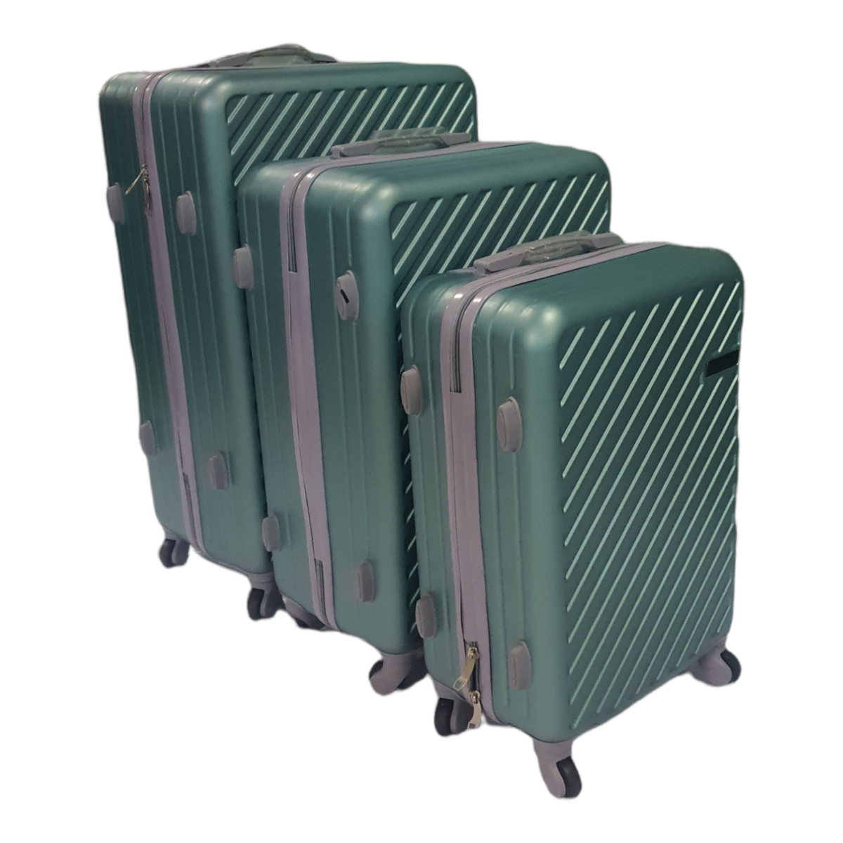 SMTE - Acesa - Quality 3 Piece Hard Outer Shell Z-Type Travel Luggage Suitcase Set - Green