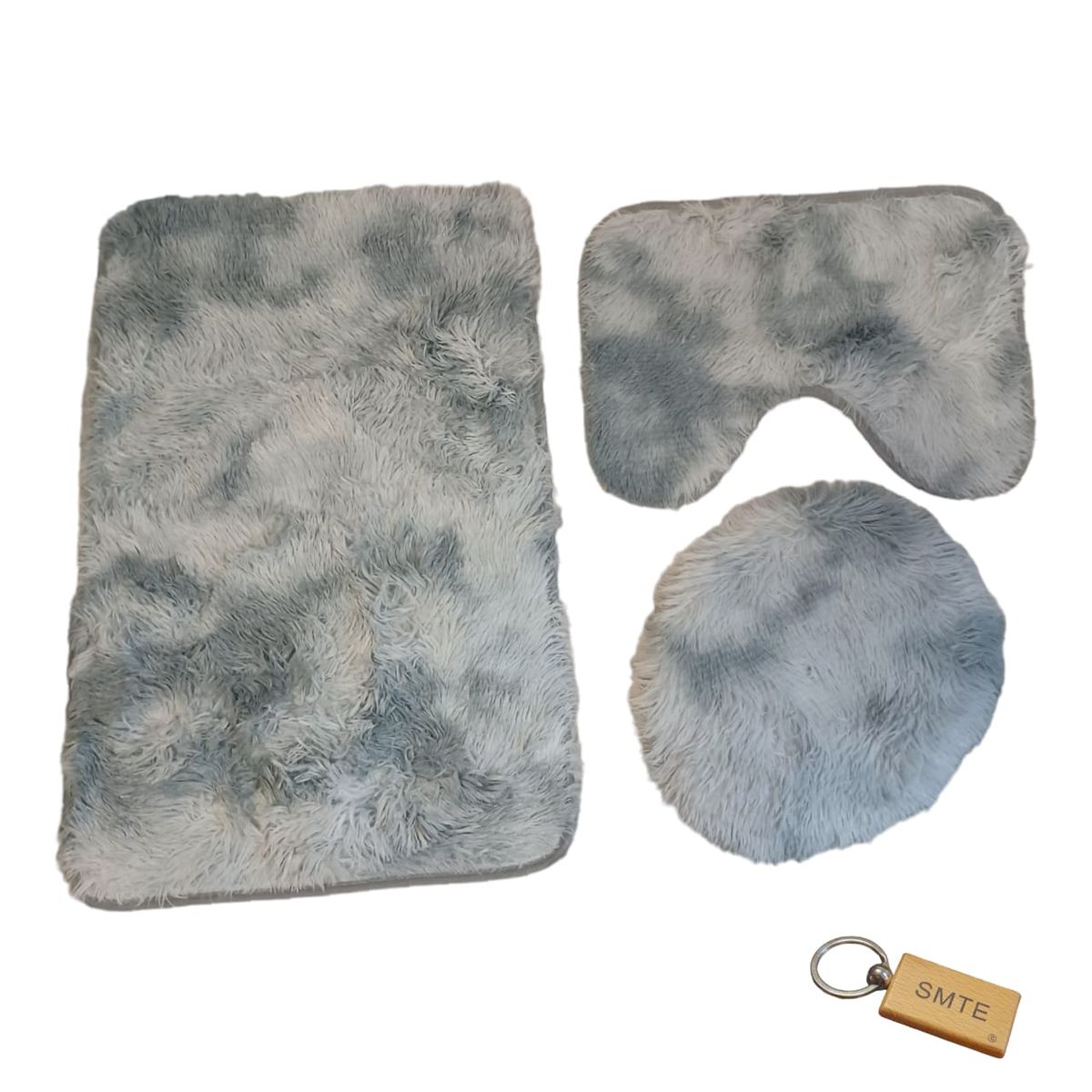 SMTE - Sumptuous Comfort: Plush and Fluffy Toilet Seat Cover+ KeyringSilver Mix