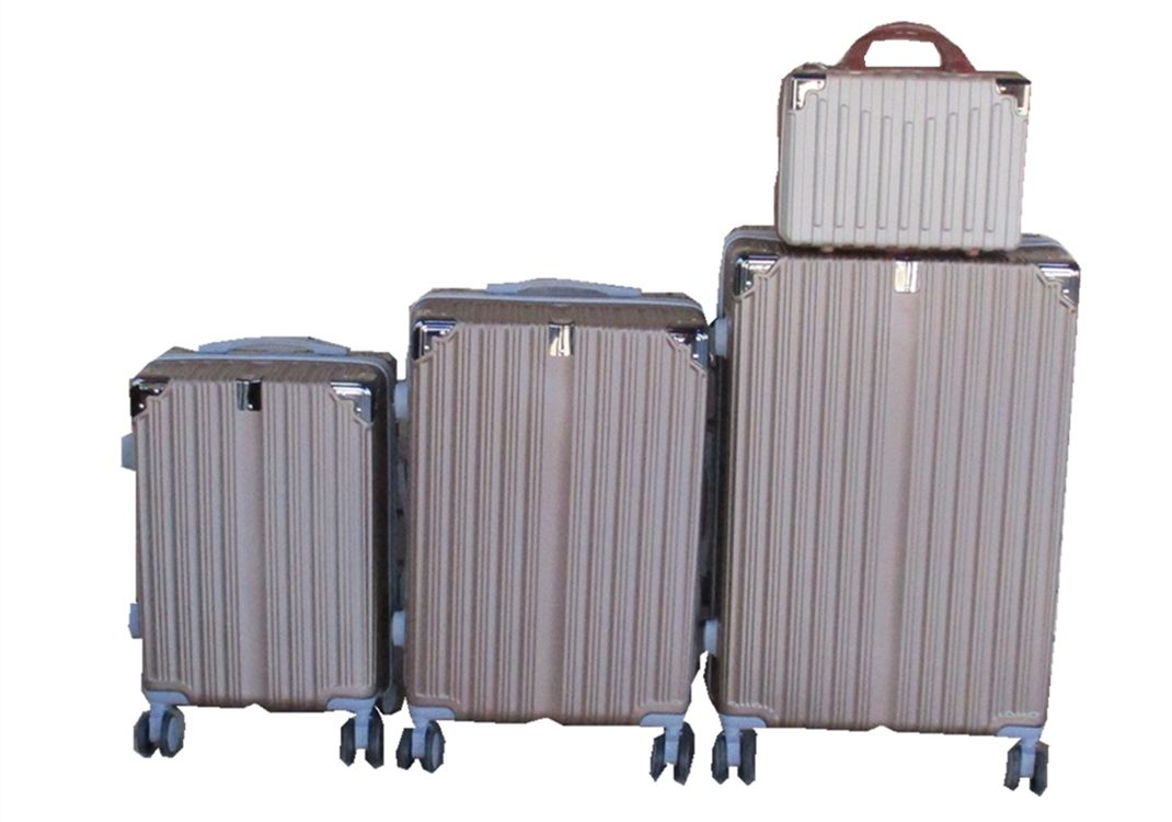 SMTE - Gold 4Piece ABS Luggage Set with Spinner Wheels, Telescoping Handles&Locks