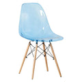 SMTE - Modern Design Clear Dining Chairs with Wood Legs - Blue