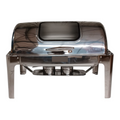 SMTE -  323 Silver Stainless Steel Chafing Dish with RollTop Glass Lid9L