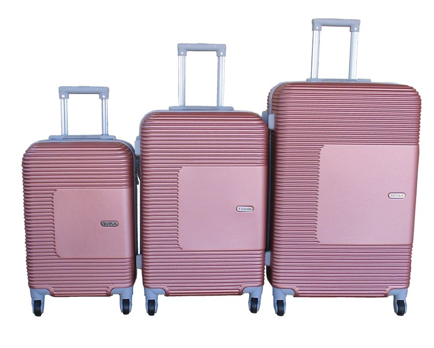 SMTE - 3 Piece Pink Trolley Luggage Case SetABS Material, Stylish & Durable
