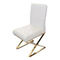 SMTE - Leather Dining Room Chair with Metal LegsWhite