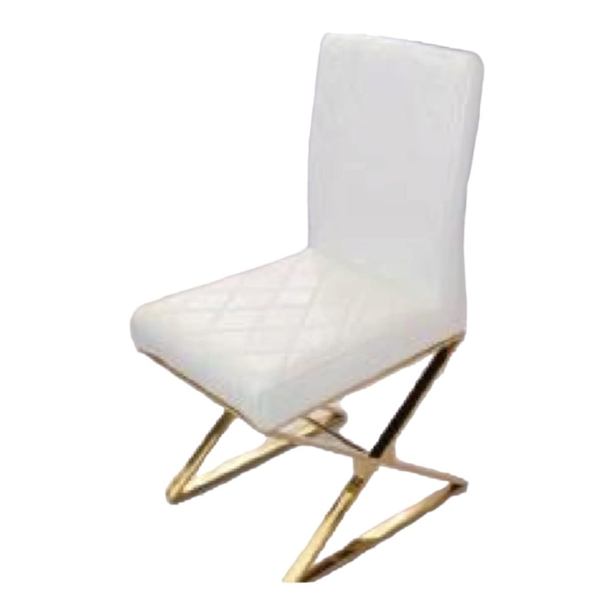 SMTE - Leather Dining Room Chair with Metal LegsWhite