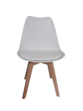 SMTE - A305 Modern Dining ChairWhite Plastic Seat with Wooden Legs