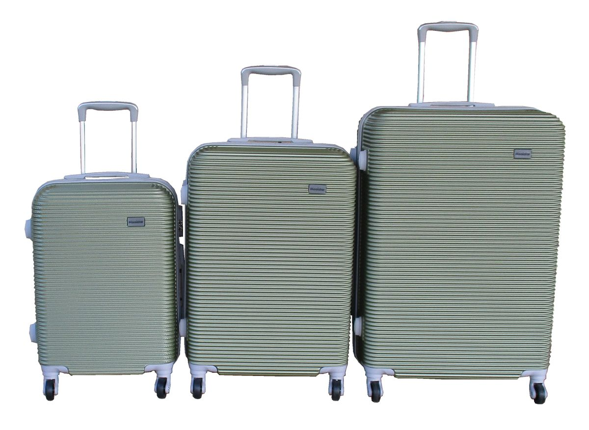 SMTE - Green ABS 3Piece Luggage Set with Spinner Wheels and Telescopic Handles