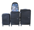 SMTE - Black 3Piece ABS Trolley Luggage Set with TankThemed Backpack