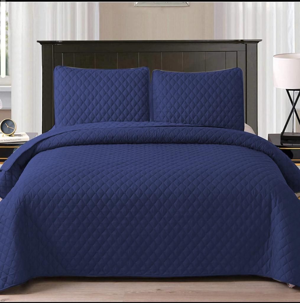 SMTE - 5 Piece Quilt Set Queen / King - Navy Blue