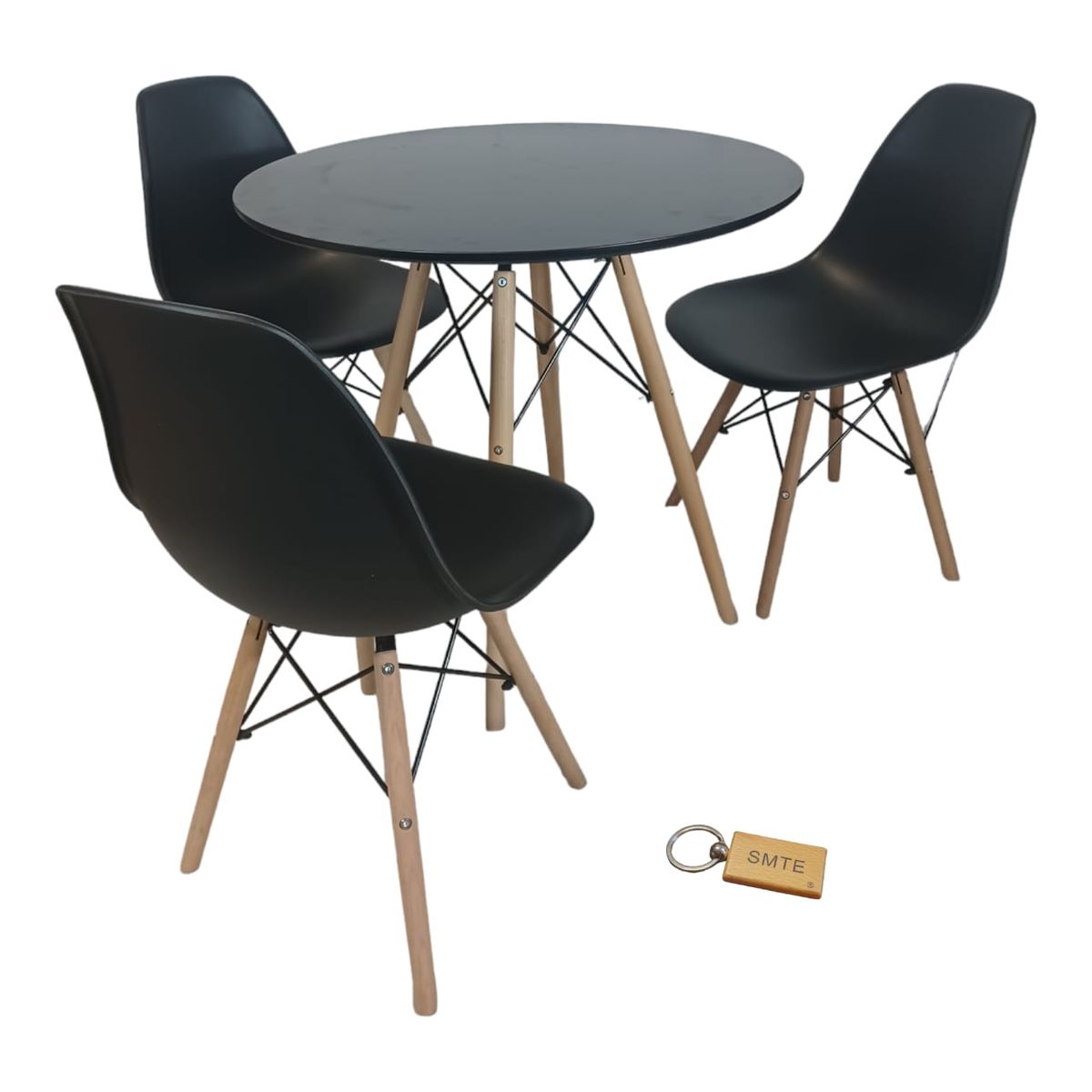 SMTE - Black Chair with Black table with KeychainSet with 3 Chair