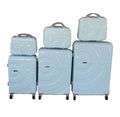 SMTE - Durable Baby Blue ABS 6Piece Luggage Set with Spinner Wheels & Locks