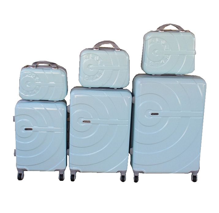 SMTE - Durable Baby Blue ABS 6Piece Luggage Set with Spinner Wheels & Locks