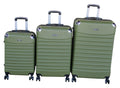 SMTE - GAILY 3Piece Dark Olive Green ABS Luggage Set Combination Lock and Wheels