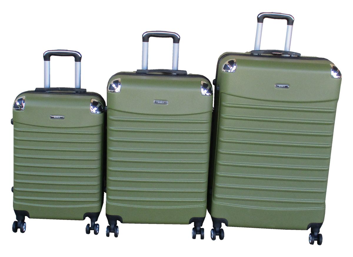 SMTE - GAILY 3Piece Dark Olive Green ABS Luggage Set Combination Lock and Wheels