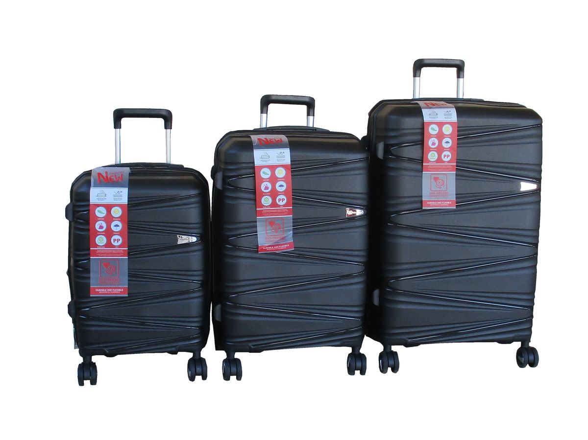 SMTE - Unbreakable Travel Luggage 3 Piece Suitcases SpinnerBkack
