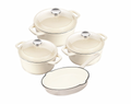 SMTE - Daska Home - New Design Dutch Pot Cookware Sets Cast Iron - 7 Piece - White