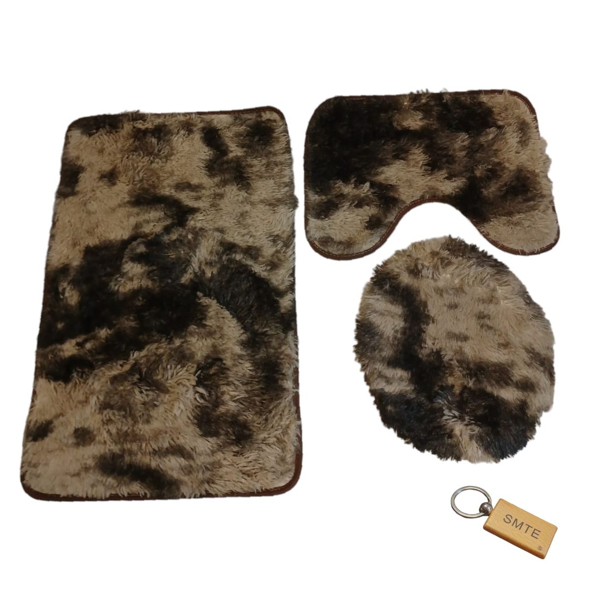 SMTE - Sumptuous Comfort: Plush and Fluffy Toilet Seat Cover+ KeyringBrown Mix
