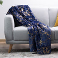 SMTE - Luxury Super Fluffy Throw 180X200cm Gold Scratch - Royal Blue