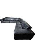 SMTE - Premium LShaped 5 Seater Black Leather SofaModern Corner Couch