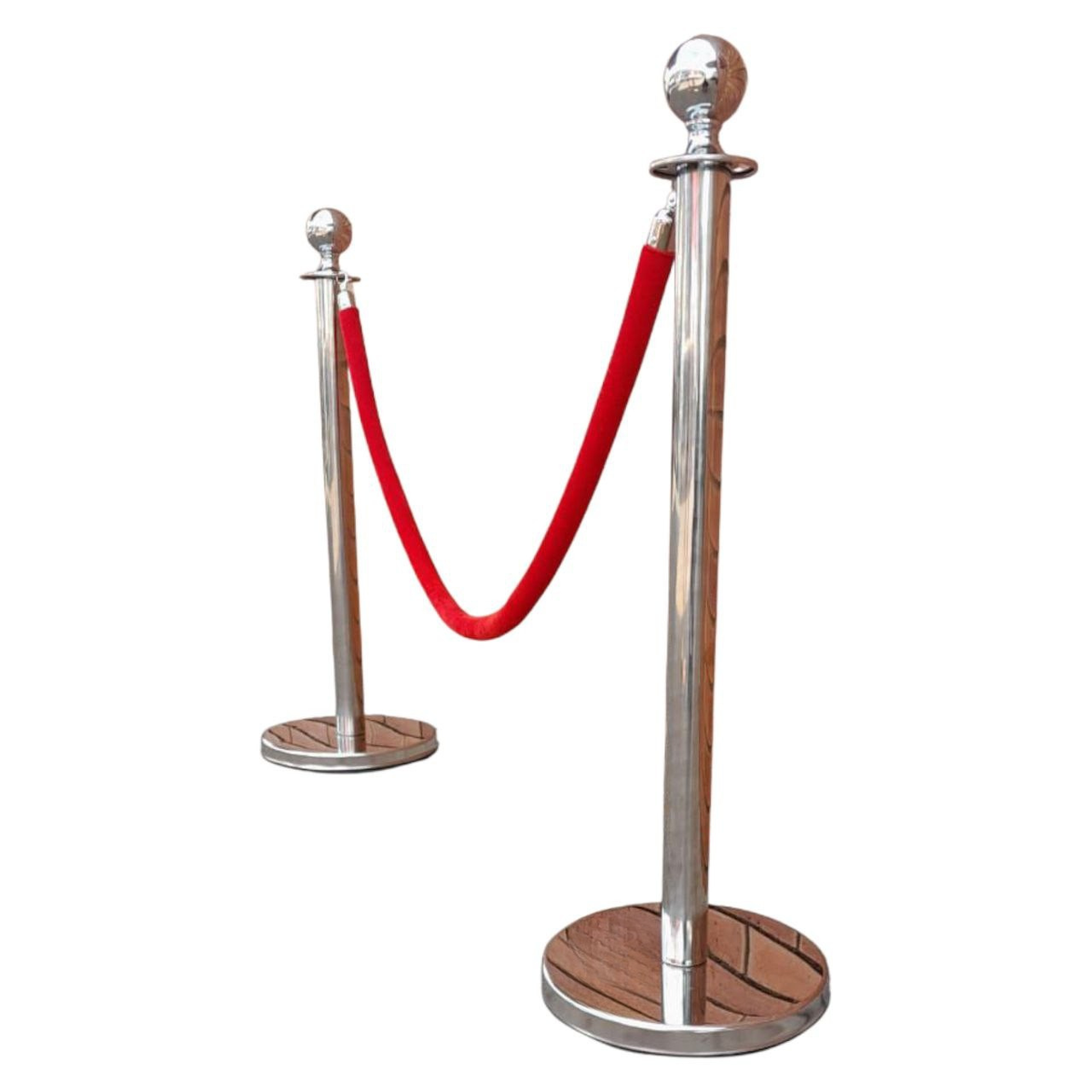 SMTE - Velvet Rope Stanchion Barrier1 Set (Red & Silver)