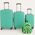 SMTE - Green 3Piece Spinner Luggage Set with Matching Kids' Ladybug Backpack