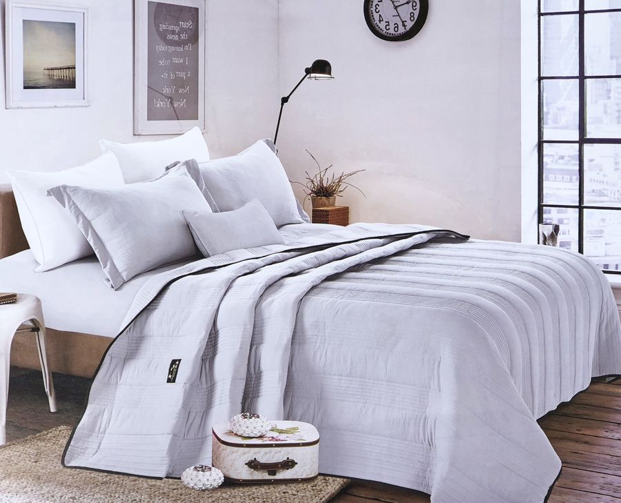 SMTE - 4 Pieces King Size Pre-washed Quilt Set Polyester Material