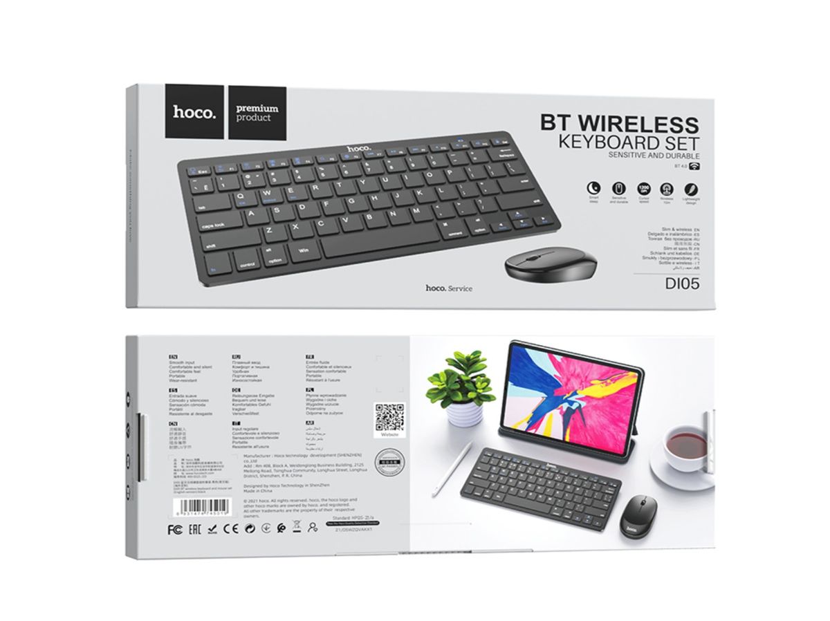 SMTE - Hoco.DI05 BT Wireless Keyboard and Mouse Set - Black