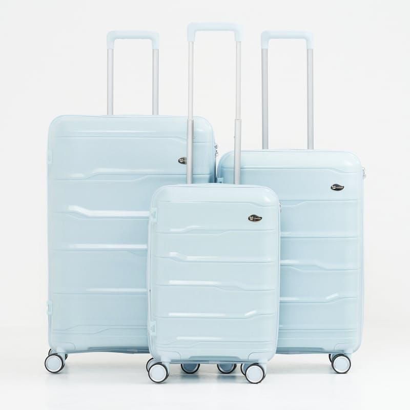 SMTE - Easy Travel Light Weight Unbreakable 3 Piece Suitcase(Luggage)SetLight Blue