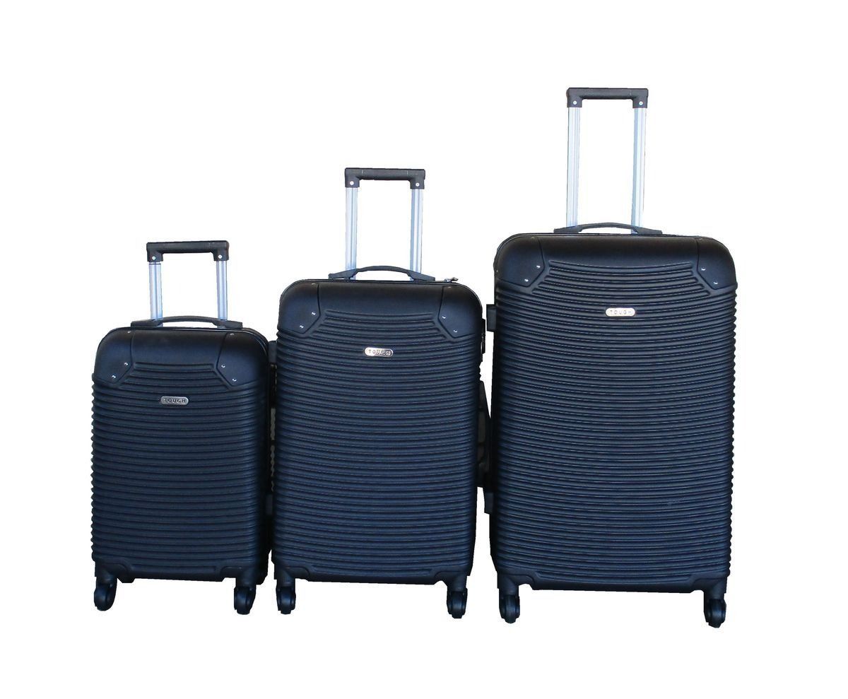 SMTE - 3Piece ABS Hardshell Luggage SetBlack, Spinner Wheels & Secure Lock