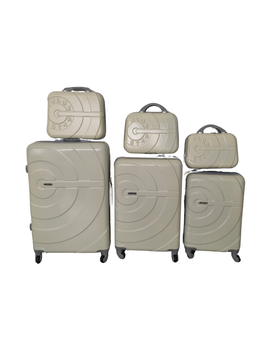 SMTE - Blue Star 3 Piece Luggage Set with 3 Piece Cosmetic BagsCream